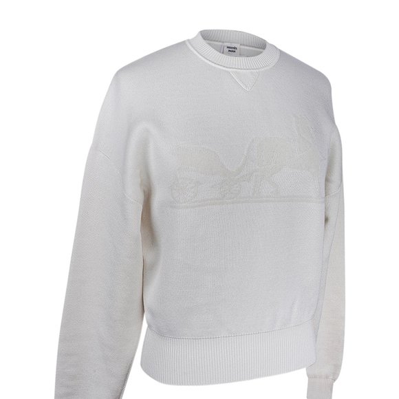 Hermes Sweater Ex-Libris Winter White Cashmere and Silk  34/4 - Picture 4 of 11